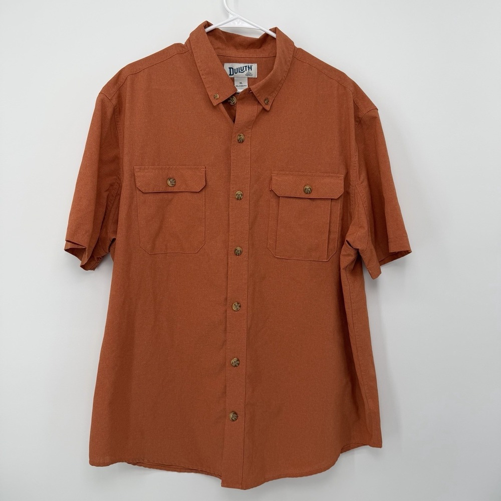 Duluth Trading Co Relaxed Fit Breathable T Shirts Button Up Men's XL Orange